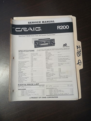 Craig r200 manuale servizio - r200,