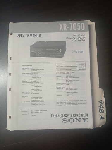Sony 7050 manuale di - sony, xr-7050