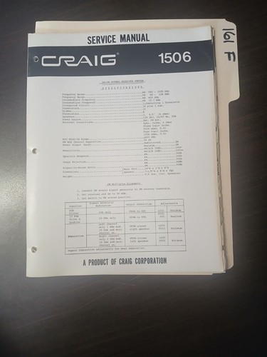 Craig 1506 manuale servizio - craig,