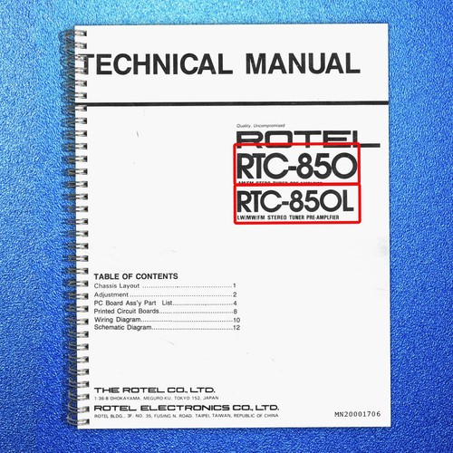 Rotel rtc 850 - rtc-850, rtc-850l